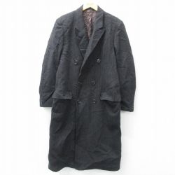 【50%OFF】S★古着 長袖 ウール コート メンズ 90年代 90s ロング丈 イギリス製 濃グレー 【spe】 25feb19 中古 アウター