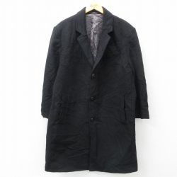L★古着 長袖 ウール コート メンズ ロング丈 黒 ブラック 25feb19 中古 アウター