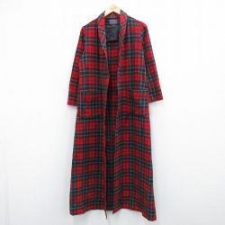 S★古着 ペンドルトン PENDLETON 長袖 ウール ガウン メンズ 80年代 80s ロング丈 USA製 赤他 レッド チェック 25oct07 中古 アウター