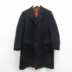 L★古着 長袖 コート メンズ 80年代 80s ロング丈 黒 25nov18