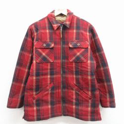 S★古着 ギャップ GAP 長袖 ウール ジャケット メンズ 90年代 90s 赤他 チェック 内側ボア 25nov18