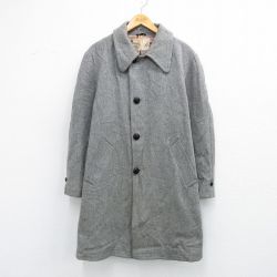XL★古着 長袖 ウール コート メンズ 90年代 90s ロング丈 USA製 グレー 内側ブランケット 25nov18
