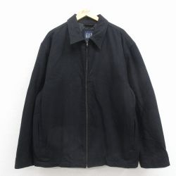 XL★古着 ギャップ GAP 長袖 ウール ジャケット コート メンズ 00年代 00s 大きいサイズ ロング丈 黒 内側キルティング 25dec01