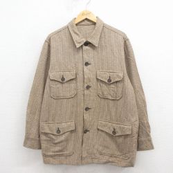 XL★古着 長袖 ウール ジャケット メンズ 80年代 80s ベージュ他 25dec01