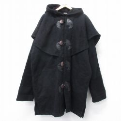 XL★古着 長袖 ウール ダッフル コート パーカー メンズ 90年代 90s 大きいサイズ ロング丈 USA製 黒【spe】 25dec16