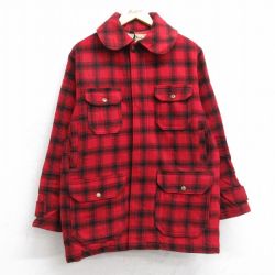 M★古着 ウールリッチ 長袖 ウール ジャケット メンズ 80年代 80s マッキーノ 赤他 チェック 内側キルティング【spe】 25dec27