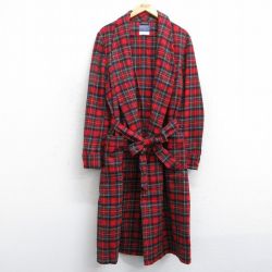 XL★古着 ペンドルトン 長袖 ウール ガウン メンズ 80年代 80s ロング丈 USA製 赤他 タータン チェック【spe】 25dec27