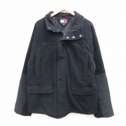 XL★古着 トミーヒルフィガー 長袖 ブランド ウール ジャケット メンズ 90年代 90s 黒【spe】 26jan05
