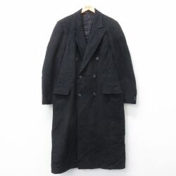 L★古着 長袖 ウール コート メンズ 90年代 90s ロング丈 カナダ製 黒 26jan06