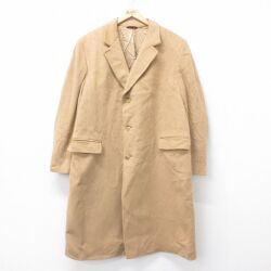 XL★古着 長袖 ウール コート メンズ 90年代 90s ロング丈 ベージュ 26jan06