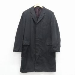 L★古着 長袖 ウール コート メンズ 80年代 80s ロング丈 ツイード USA製 黒 26jan08