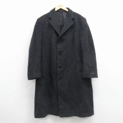 XL★古着 長袖 ウール コート メンズ ロング丈 カナダ製 黒 26jan08
