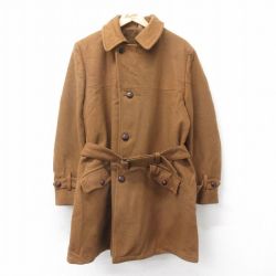 XL★古着 長袖 ウール コート メンズ 90年代 90s ロング丈 茶 内側ボア 26jan21