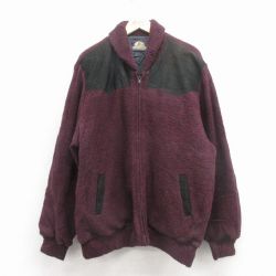 XL★古着 長袖 ウール ジャケット メンズ 90年代 90s 大きいサイズ カナダ製 エンジ系 内側キルティング【spe】 26feb14
