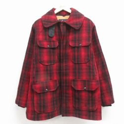 L★古着 ウールリッチ 長袖 ウール ジャケット メンズ 90年代 90s マッキーノ USA製 赤他 チェック【spe】 26feb27