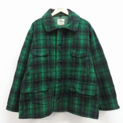【20%OFF】ジョンソン 70s 長袖ジャケット 緑チェック XL | 古着