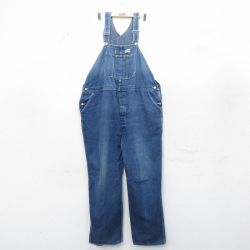 【30%OFF】W49★古着 ディッキーズ Dickies オーバーオール メンズ 90年代 90s 大きいサイズ コットン 紺 ネイビー デニム 24jun01 中古 ボトムス