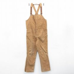 【20%OFF】W39★古着 ウォールズ オーバーオール メンズ 90年代 90s ダック地 コットン USA製 濃ベージュ カーキ 内側キルティング 24oct04 中古 ボトムス