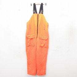 【50%OFF】W46★古着 オーバーオール メンズ 90年代 90s 大きいサイズ USA製 オレンジ 内側キルティング 24nov25 中古 ボトムス