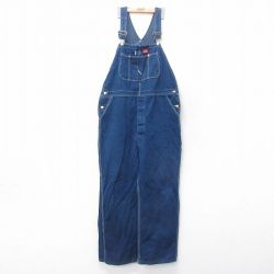 W42★古着 ディッキーズ Dickies オーバーオール メンズ 00年代 00s 大きいサイズ コットン 紺 ネイビー デニム 24dec10 中古 ボトムス