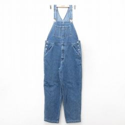 W39★古着 アリゾナジーンズ オーバーオール メンズ 大きいサイズ コットン 紺 ネイビー デニム 25mar05 中古 ボトムス