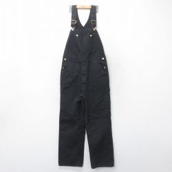W37★古着 ディッキーズ Dickies オーバーオール メンズ ダック地 黒 ブラック 25mar19 中古 ボトムス