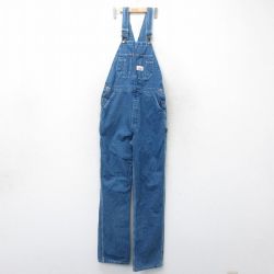 W32★古着 ラウンドハウス オーバーオール メンズ 90年代 90s USA製 紺 ネイビー デニム 25mar19 中古 ボトムス