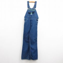 W36★古着 リバティ オーバーオール メンズ コットン 紺 ネイビー デニム 25mar21 中古 ボトムス