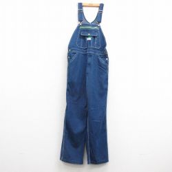 W36★古着 リバティ オーバーオール メンズ コットン 紺 ネイビー デニム 25mar21 中古 ボトムス