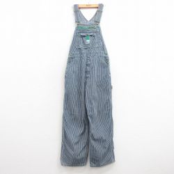 W32★古着 リバティ オーバーオール メンズ 紺 ネイビー ヒッコリー ストライプ 25mar21 中古 ボトムス