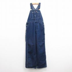 W36★古着 ディッキーズ Dickies オーバーオール メンズ コットン 濃紺 ネイビー デニム 25mar22 中古 ボトムス