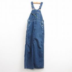 W33★古着 キー KEY オーバーオール メンズ 紺 ネイビー デニム 25mar22 中古 ボトムス
