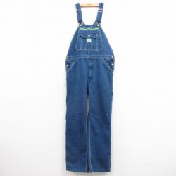 W37★古着 リバティ オーバーオール メンズ 紺 ネイビー デニム 25mar22 中古 ボトムス