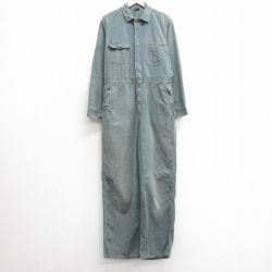 W38★古着 ビッグマック BIG MAC 長袖 ツナギ メンズ 80年代 80s ヘリンボーン タロン 緑系 グリーン 25mar29 中古 オールインワン ボトムス