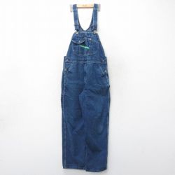 W35★古着 キー KEY オーバーオール メンズ コットン 紺 ネイビー デニム 25apr02 中古 ボトムス