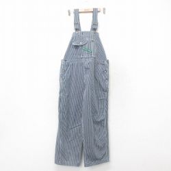 W41★古着 キー KEY オーバーオール メンズ 大きいサイズ コットン 紺 ネイビー ヒッコリー ストライプ 25jun09 中古 ボトムス