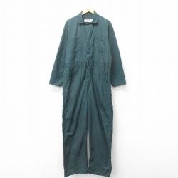 W41★古着 長袖 ツナギ メンズ 大きいサイズ USA製 緑 グリーン 25jun09 中古 オールインワン ボトムス
