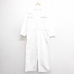 W40★古着 長袖 ツナギ メンズ ディズニー DISNEY 大きいサイズ 白 ホワイト 25jun24 中古 オールインワン ボトムス
