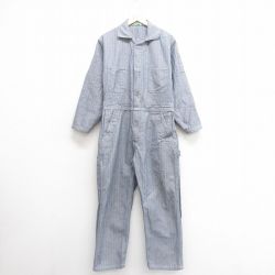 【50%OFF】W36★古着 キー KEY 長袖 ツナギ メンズ 00年代 00s ヘリンボーン グレー 25jun24 中古 オールインワン ボトムス