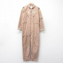 W39★古着 長袖 ミリタリー ツナギ メンズ 90年代 90s CWU-27/P 大きいサイズ USA製 薄茶 ブラウン 25jul05 中古 オールインワン ボトムス