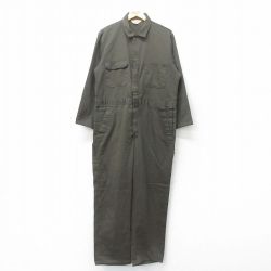 W42★古着 ビッグヤンク 長袖 ワーク ツナギ メンズ 80年代 80s 大きいサイズ 濃緑 グリーン 25jul05 中古 オールインワン ボトムス