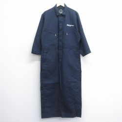 W41★古着 長袖 ワーク ツナギ メンズ 90年代 90s ING 大きいサイズ USA製 タロン 紺 ネイビー 25jul05 中古 オールインワン ボトムス