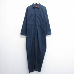 【50%OFF】W37★古着 レッドキャップ 長袖 ワーク ツナギ メンズ 90年代 90s USA製 紺 ネイビー 25jul05 中古 オールインワン ボトムス
