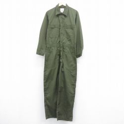 W34★古着 長袖 ミリタリー ツナギ メンズ 90年代 90s ユーティリティ USA製 濃緑 グリーン 【spe】 25jul05 中古 オールインワン ボトムス