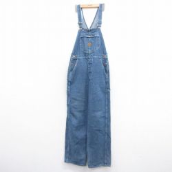 W33★古着 レッドキャップ オーバーオール メンズ コットン 紺 ネイビー デニム 25jul05 中古 ボトムス