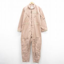 W42★古着 長袖 ミリタリー ツナギ メンズ 90年代 90s CWU-27/P 大きいサイズ USA製 ベージュ カーキ 25aug22 中古 オールインワン ボトムス
