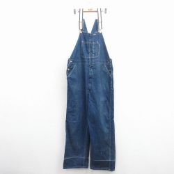 W42★古着 オーバーオール メンズ 80年代 80s 大きいサイズ コットン 紺 デニム 25nov17