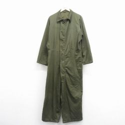 W37★古着 長袖 ミリタリー ツナギ メンズ 80年代 80s USA製 緑 25dec10