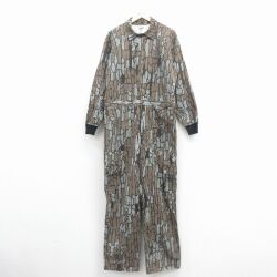 W41★古着 長袖 ハンティング ベイカー ツナギ メンズ 80年代 80s TREBARK 大きいサイズ USA製 タロン 茶 迷彩 26jan24