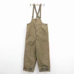 W39★古着 ビンテージ ミリタリー デッキ オーバーオール メンズ 50年代 50s USN コの字留め タロン 茶 内側ウール 26jan24